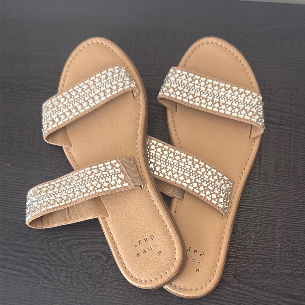 A New Day Beige Studded Sandals
